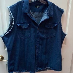 U mens Nutexrol casual solid blue denim button up shirt size XXL